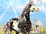 Horse with black giraffe-like spots Horse with black giraffe-like spots