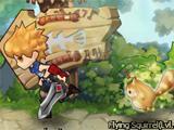 Early gameplay for Lunaria Story a swordsman running with his pet in the early stages of Lunaria Story