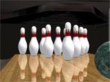 About to strike the pins in Galaxy Bowling 3D Galaxy Bowling 3D about to strike the pins